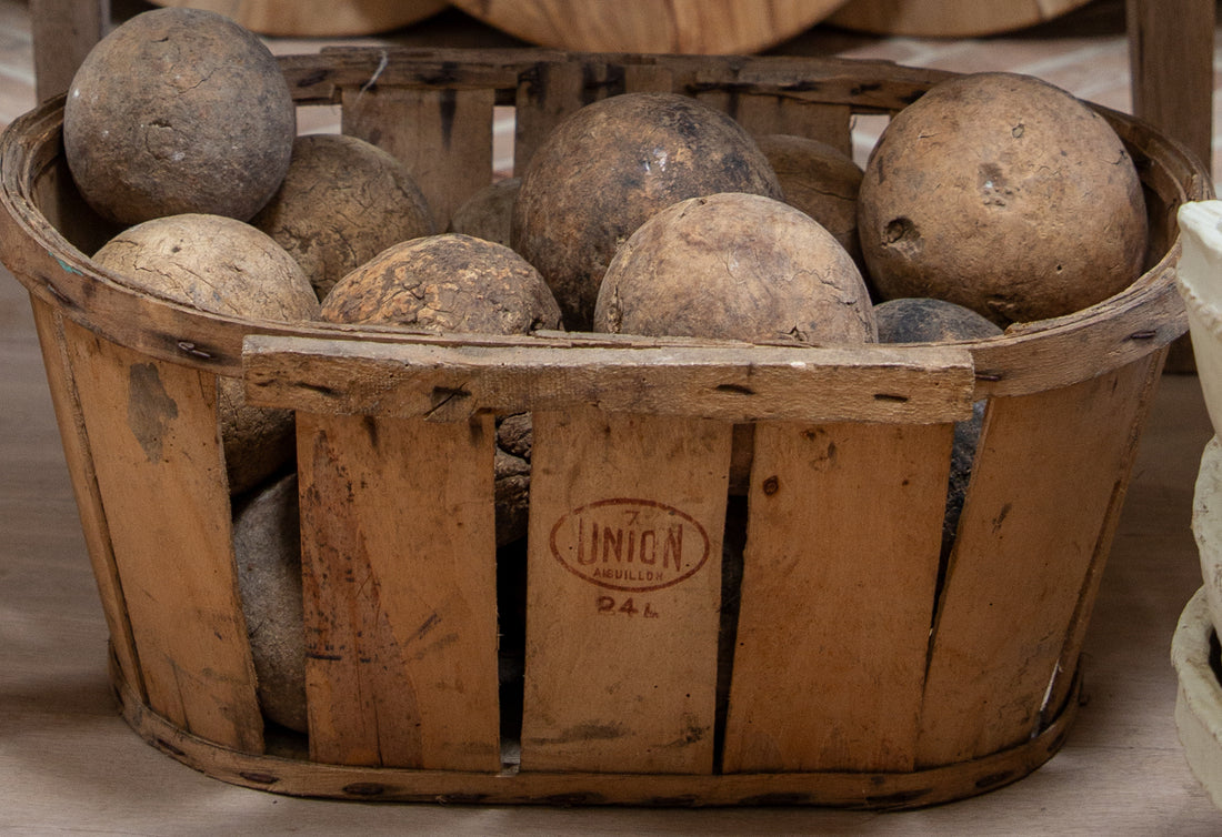 Vintage Wooden Balls and Basket