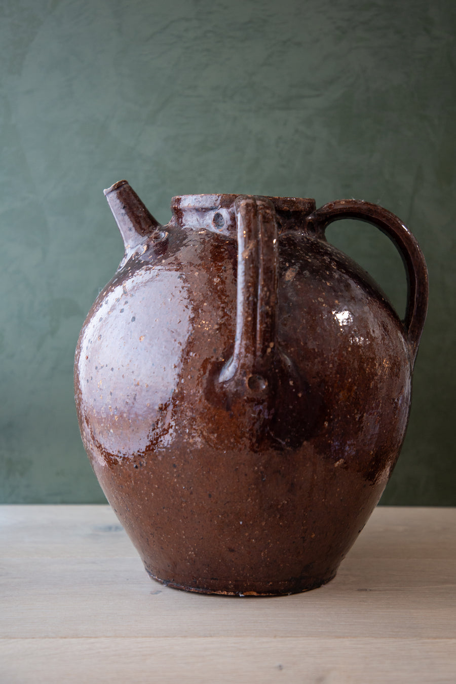 Antique French Stoneware Oil Jug