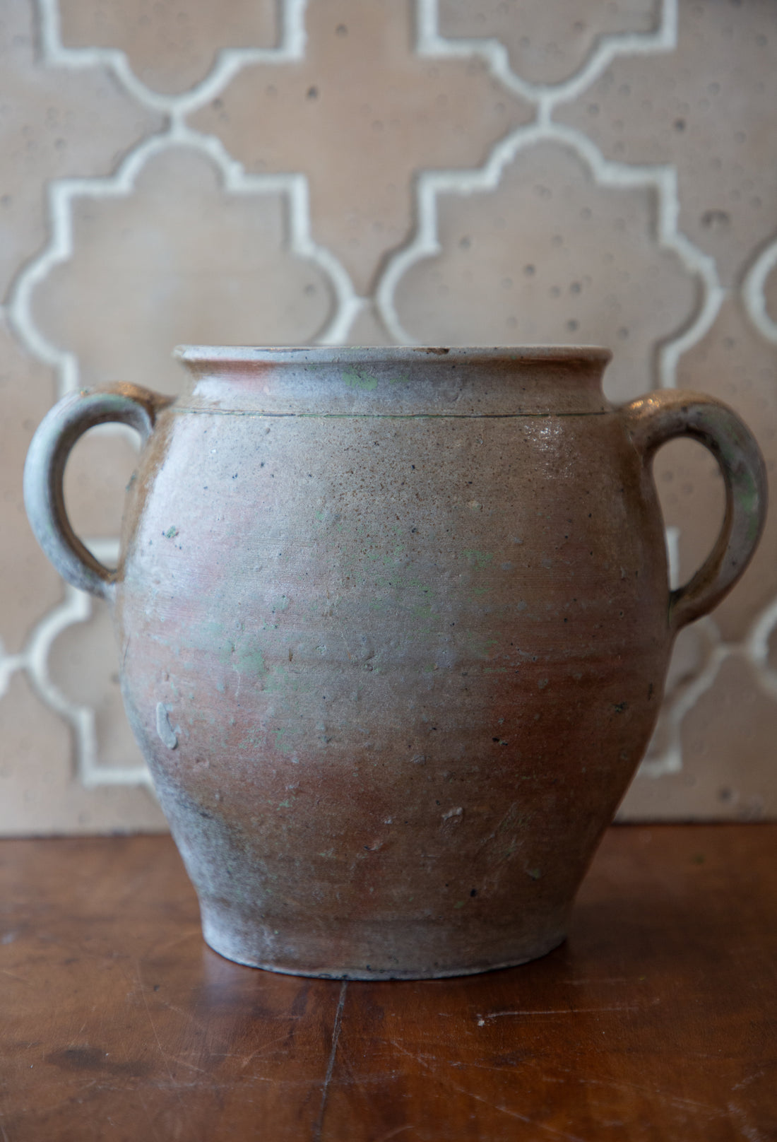 Antique Rustic Glazed French Confit Pot with Handles