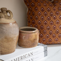 Petite Antique French Terracotta Confit Pot with Handle
