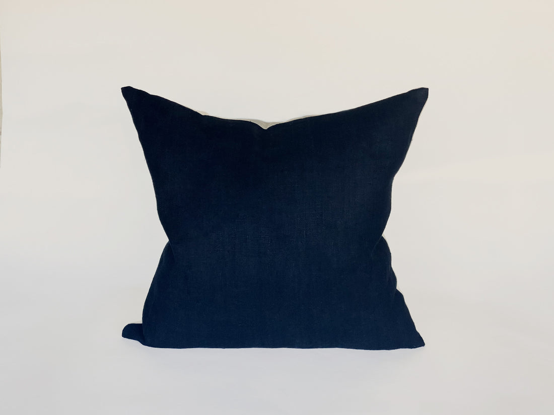 Black linen pillow