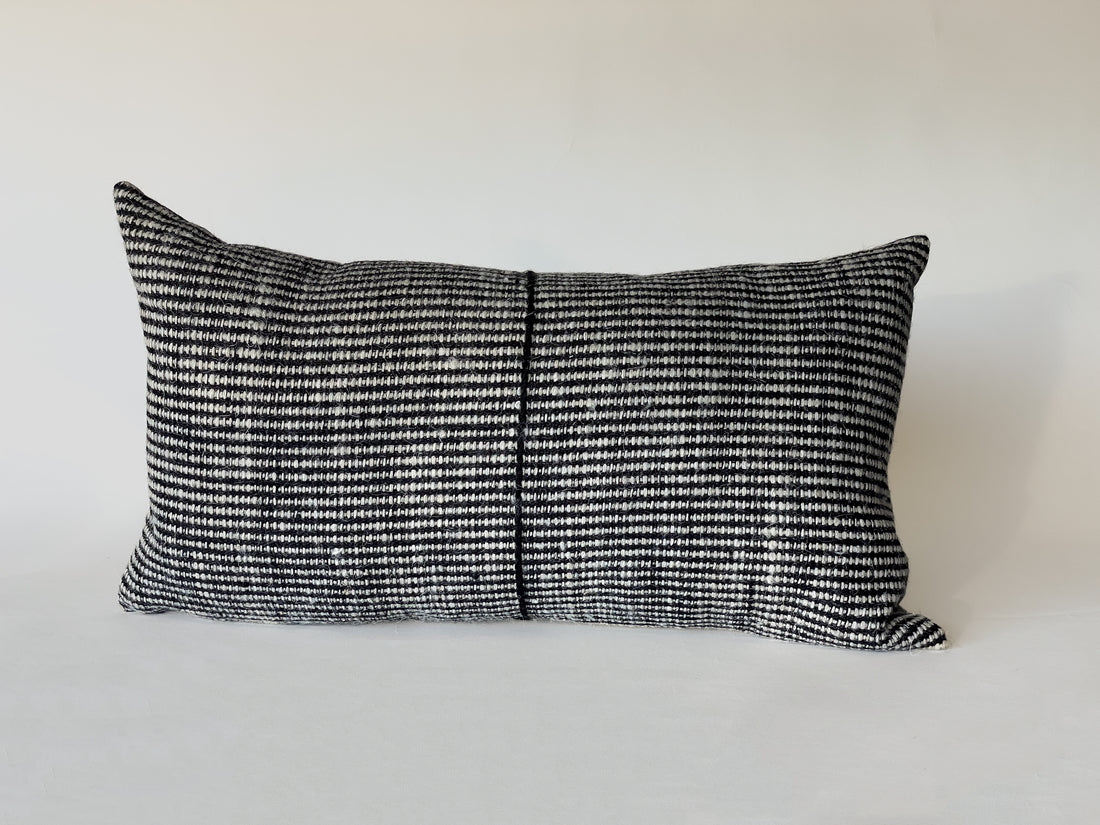Black and Tan Woven Stripe Lumbar Pillow