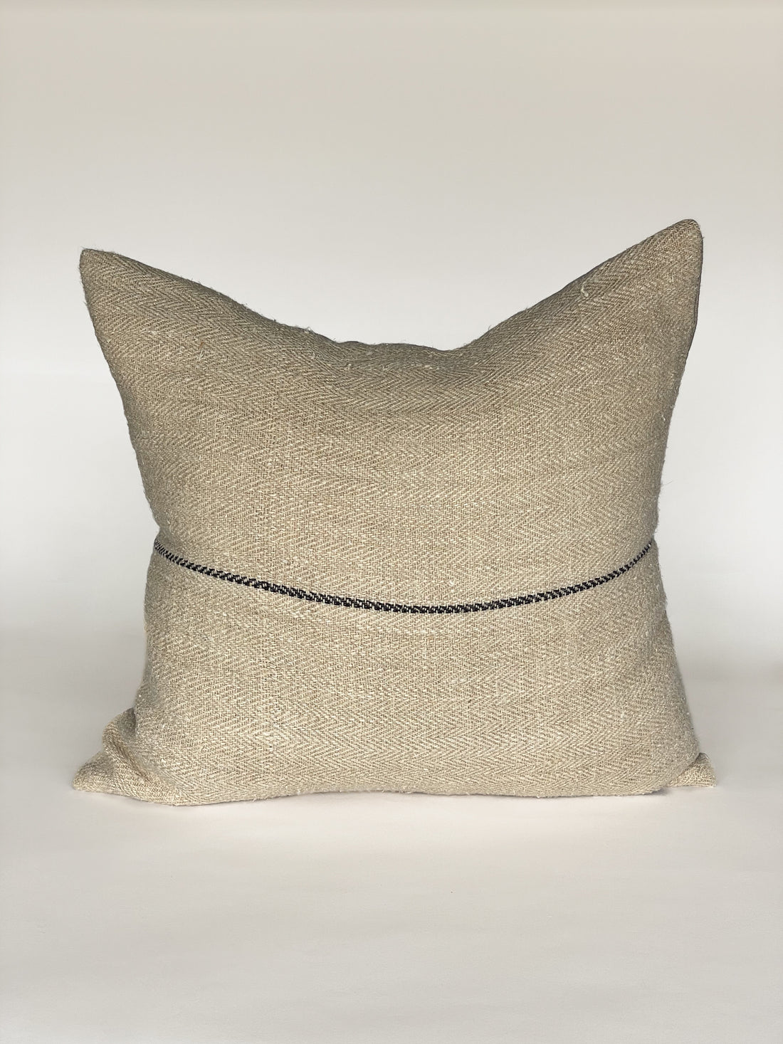 Textured Tan Pillow with Black Stripe