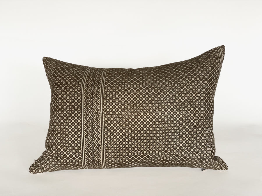 Tan and Olive Woven Pillow