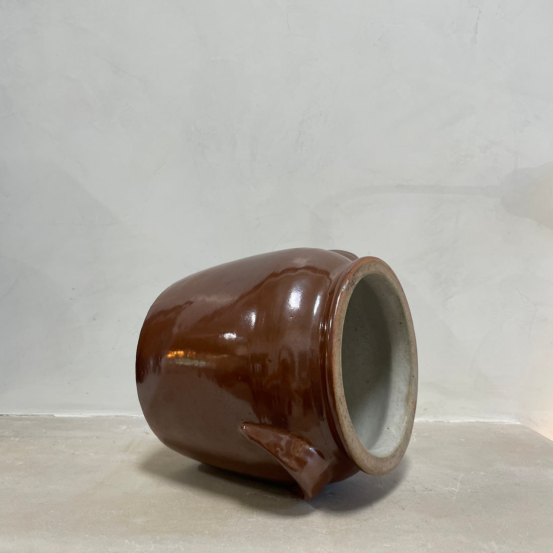 Vintage Brown Glazed French Confit Pot