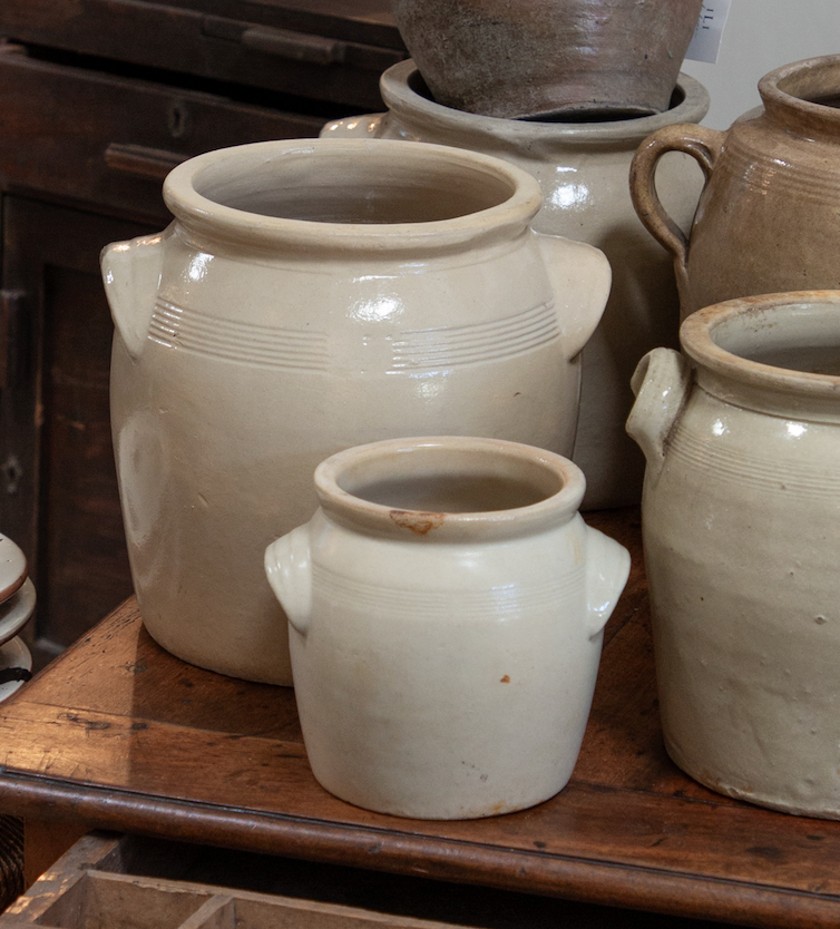 Large French Antique Glazed Stoneware Confit Pot