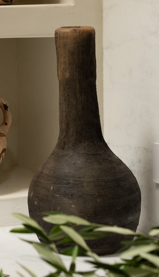 Mexican Clay Vase Black/Ochre