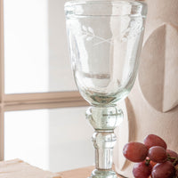 Etched Blown Glass Wine Glasses (Set of 4)