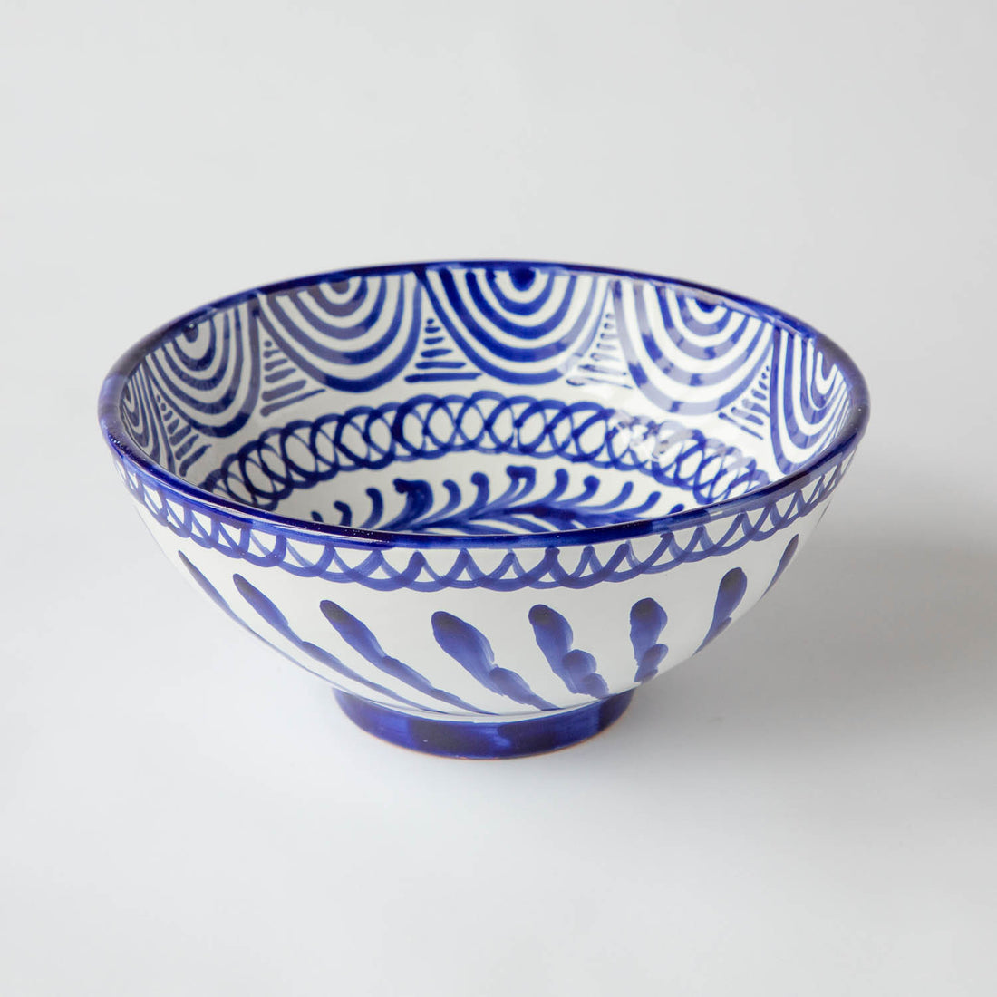 Hand Painted Medium Blue and White Bowls (Set of 2)