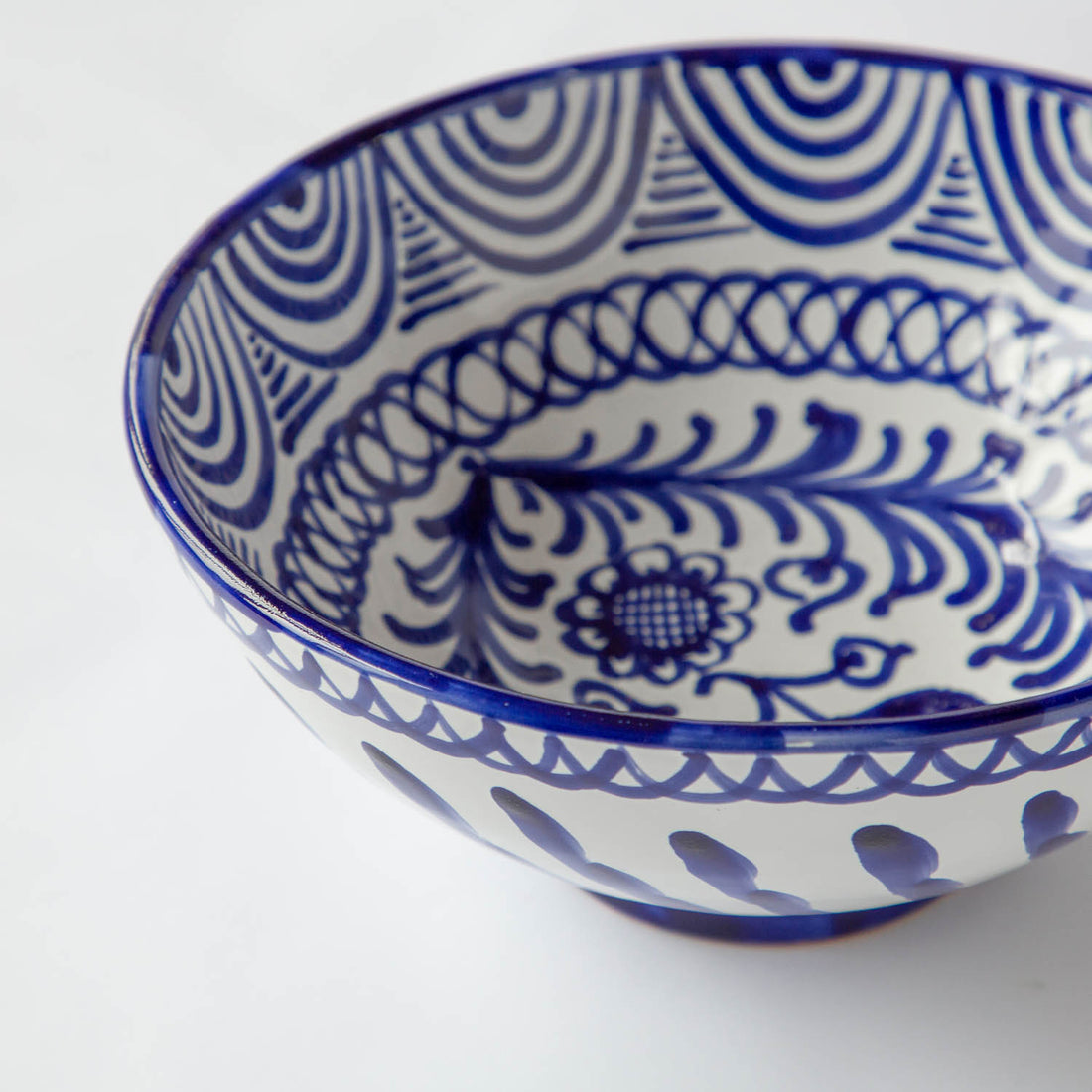 Hand Painted Medium Blue and White Bowls (Set of 2)