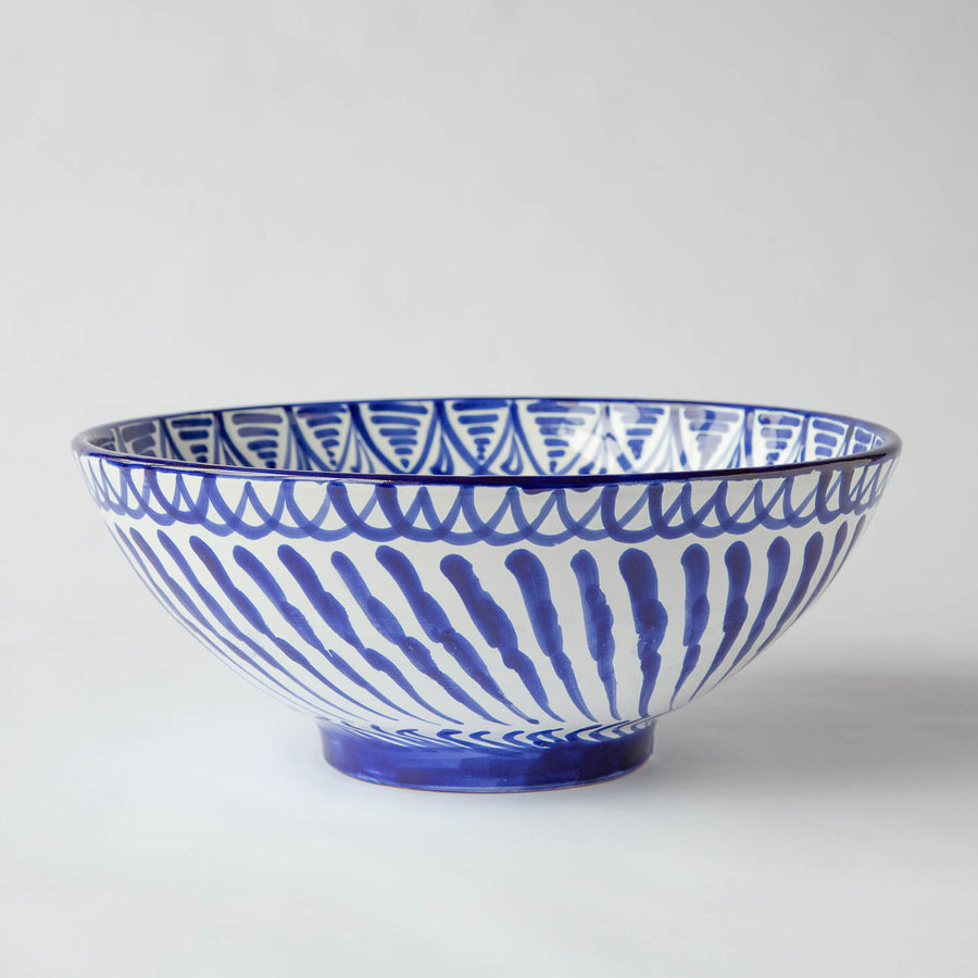 Hand Painted Large Blue and White Bowl