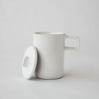White Glaze Ceramic Mug With Lid (Set of 2)