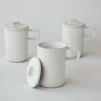 White Glaze Ceramic Mug With Lid (Set of 2)
