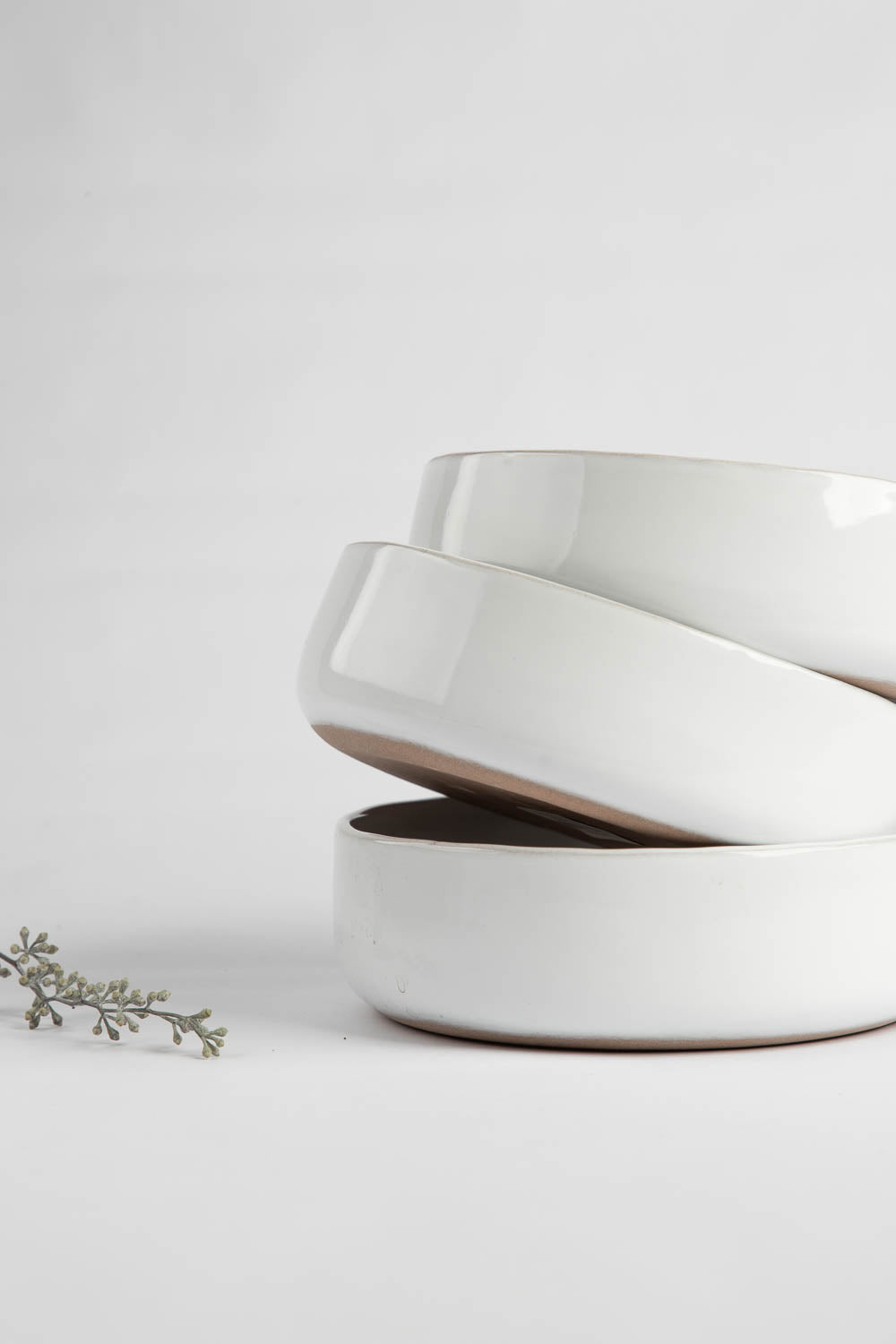 White Glaze Ceramic Bowl (Set of 2)