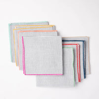 Seersucker Cloth Napkins with Colorful Edges (Set of 8)