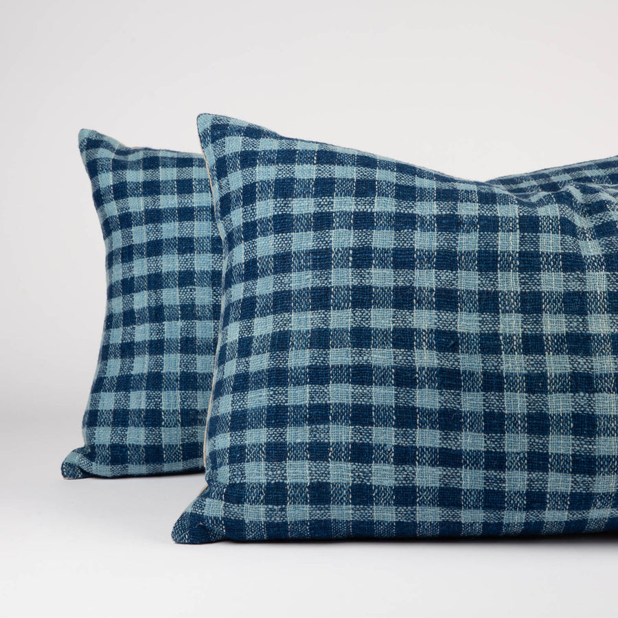 Blue Gingham Lumbar Pillow