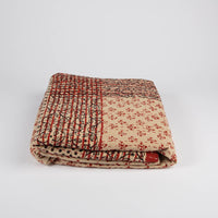 Kantha Quilt - Red and Tan