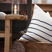 White and Navy Striped Pillow