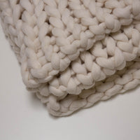 Chunky Knit Wool Blanket - Flax