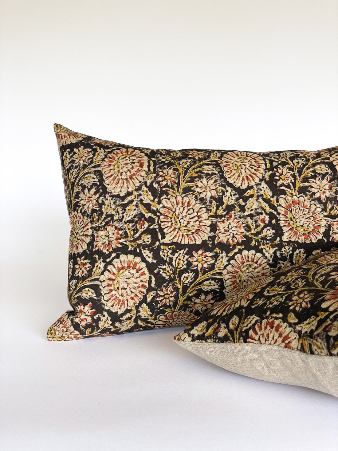 Black with Red Floral Pillow