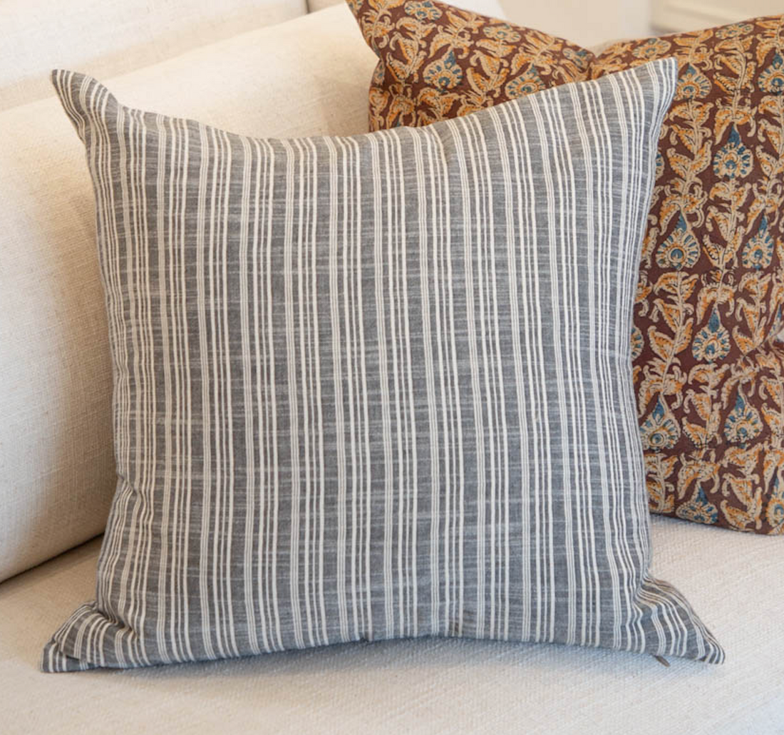 Washed Navy Stripe Pillow