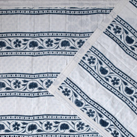 Block Print Blanket - Indigo Stripe